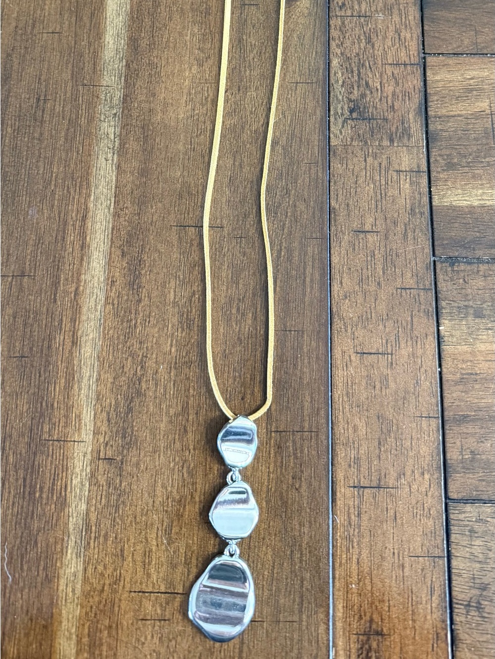 paparazzi Gold Cord Necklace with Silver Pendant
